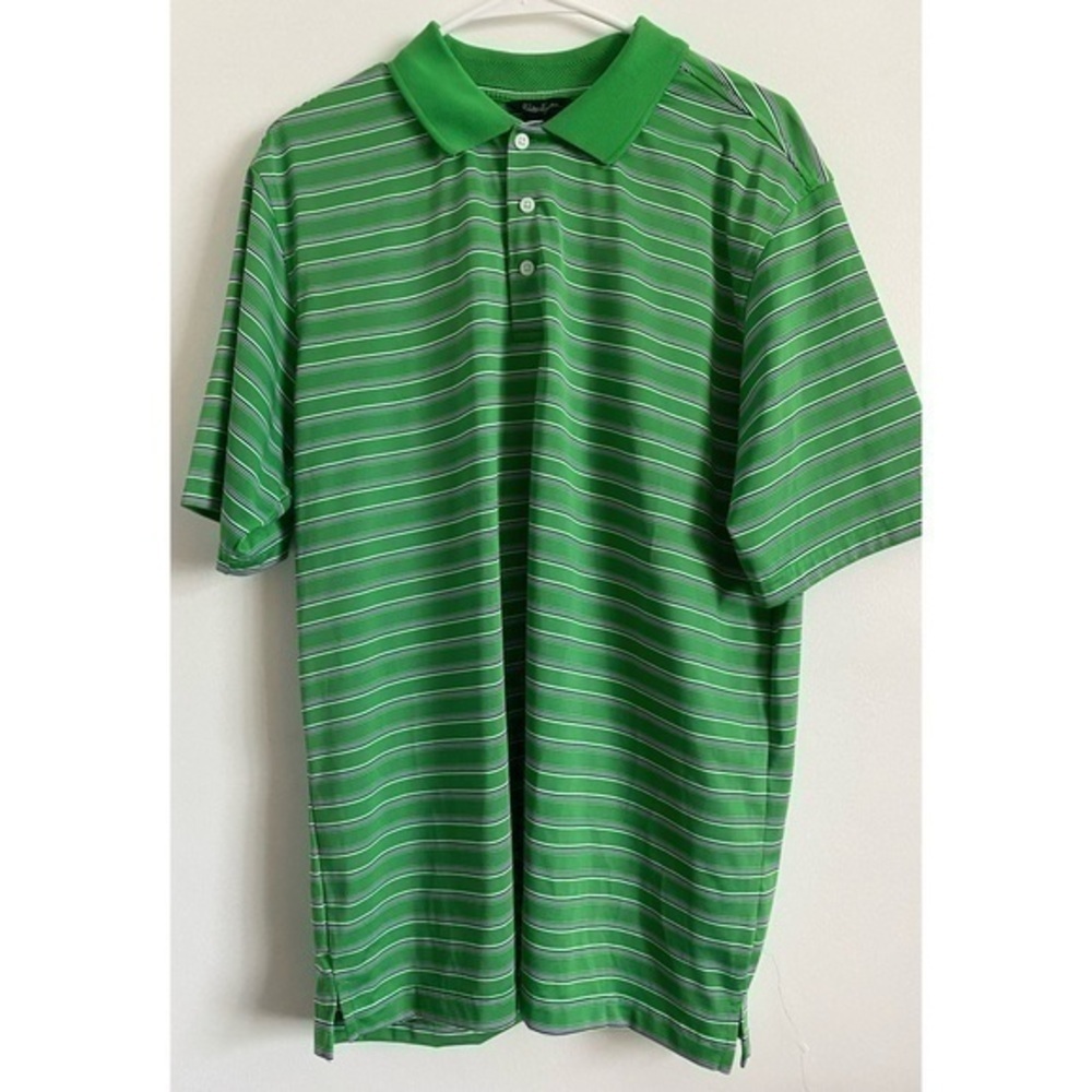 Walter Hagen • Green Striped Golf Polo